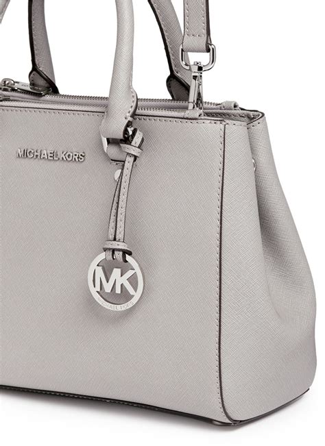 michael kors medium sutton pearl grey|Michael Kors Sutton Pearl Gray Saffiano Leather Satchel Purse.